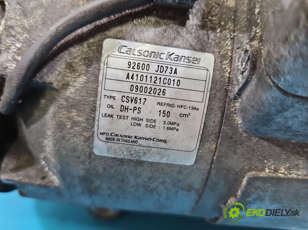 Nissan Qashqai I J10 2006-2013 2.0 dci 150 HP manual 110 kW 1995 cm3 5- Kompresor: klimatizácie 92600JD73A (Kompresor klimatizácie)