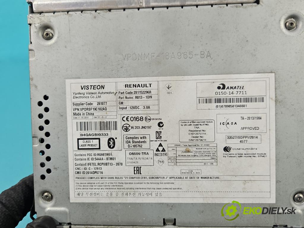 Renault Master III 2010-2024 2.3 dci 131 HP manual 96 kW 2299 cm3 5- Radio originál 281152296R