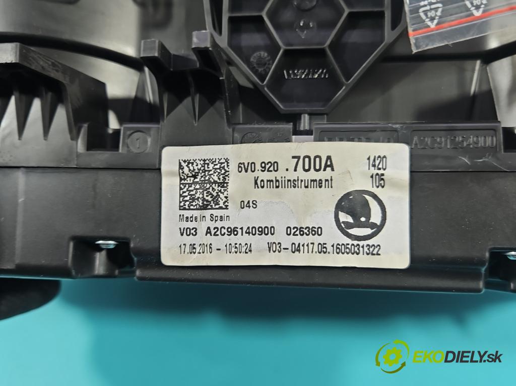Skoda Fabia III 2014- 2021 1.0 MPI 60 hp manual 44 kW 999 cm3 5- Přístrojová deska 6V0920700A (Přístrojová deska)