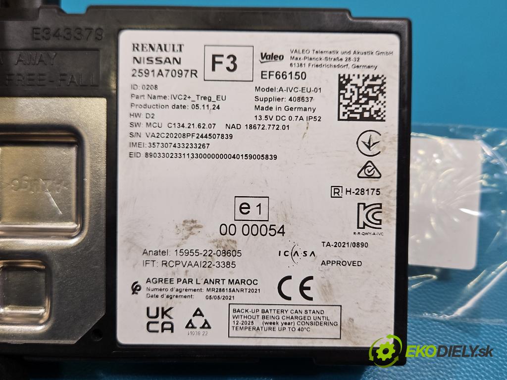 Dacia Duster III 24- 1.2 131 HP manual 96 kW 1199 cm3 5- riadiaca jednotka ostatné 2591A7097R