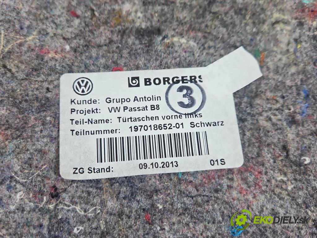 Vw Passat B8 2014 - 2.0 tdi 150 HP automatic 110 kW 1968 cm3 5- Čalounictví: dvere predné ľavé 3G1867409AB