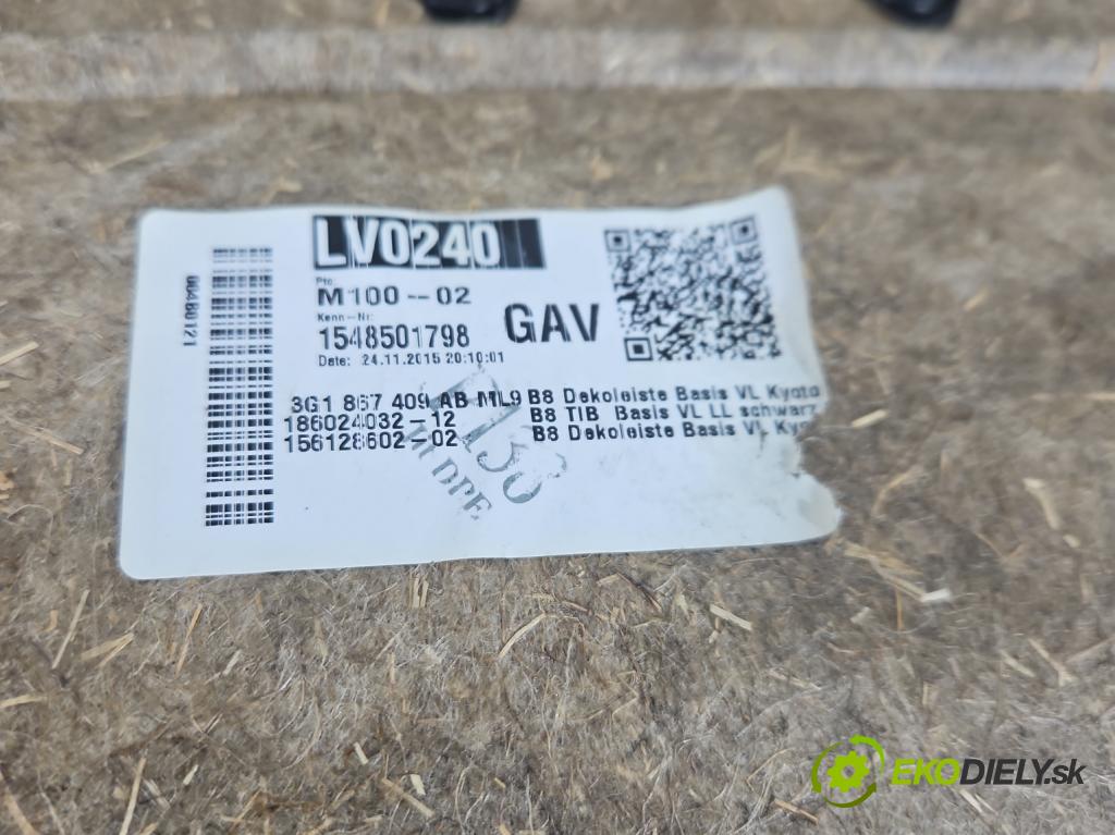 Vw Passat B8 2014 - 2.0 tdi 150 HP automatic 110 kW 1968 cm3 5- Čalounictví: dvere predné ľavé 3G1867409AB