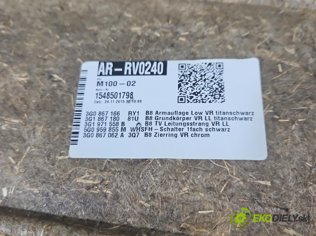 Vw Passat B8 2014 - 2.0 tdi 150 HP automatic 110 kW 1968 cm3 5- Čalounictví: dvere predné pravé 197018651