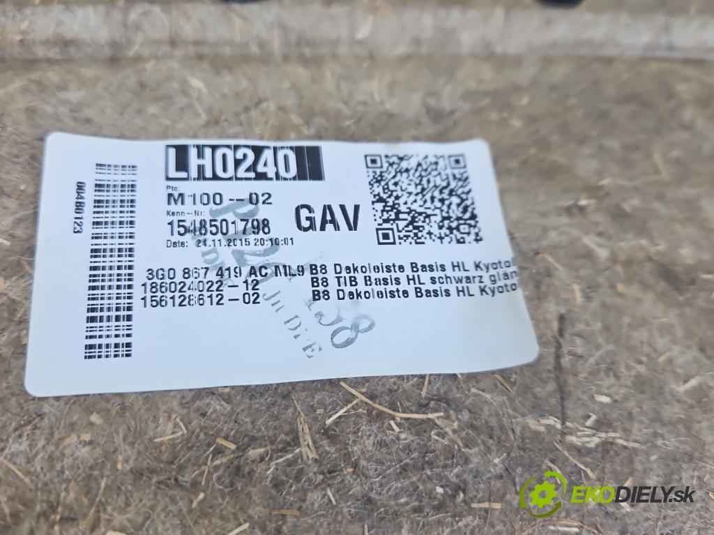 Vw Passat B8 2014 - 2.0 tdi 150 HP automatic 110 kW 1968 cm3 5- Čalounictví: dvere zadné ľavé 3G0867179B