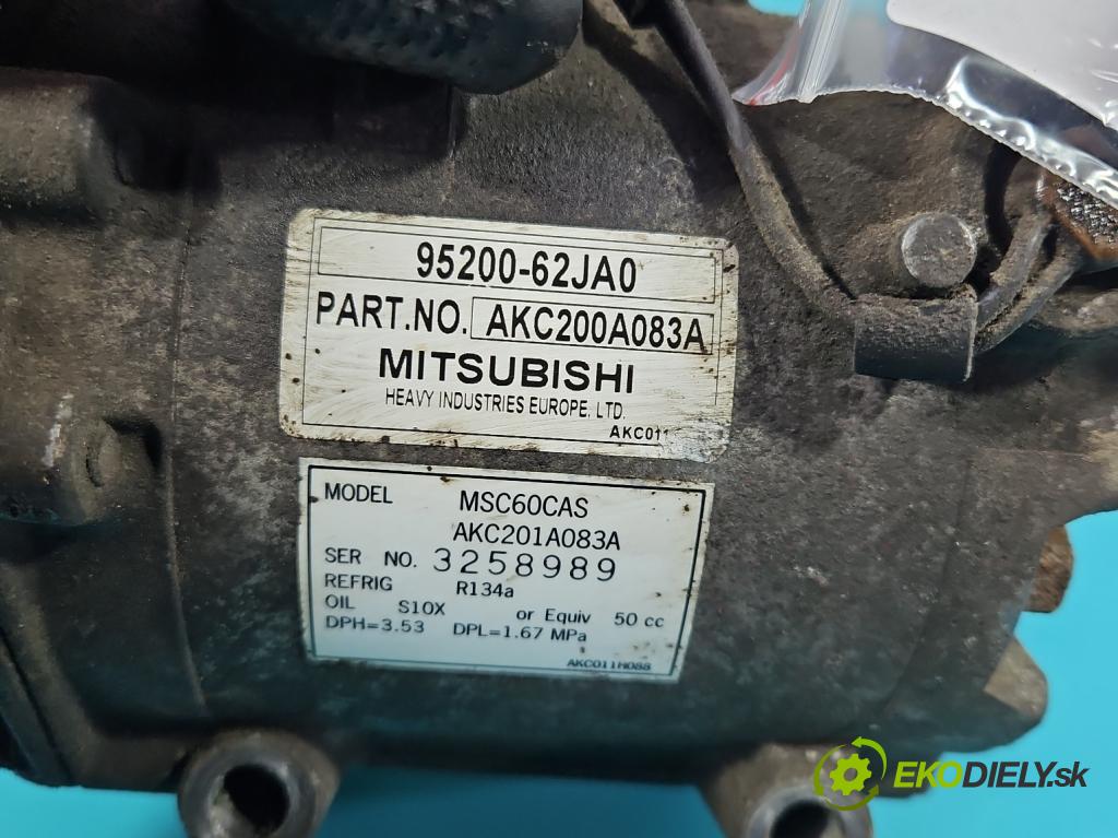 Suzuki SX4 I 2006-2014 1.6 16V M16A 107 HP manual 79 kW 1586 cm3 5- Kompresor: klimatizácie 95200-62JA0 (Kompresor klimatizácie)