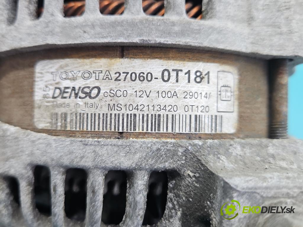 Toyota Verso 2009-2018 1.8 16V 147 HP manual 108 kW 1798 cm3 5- Alternator 27060-0T181 (Alternátor)