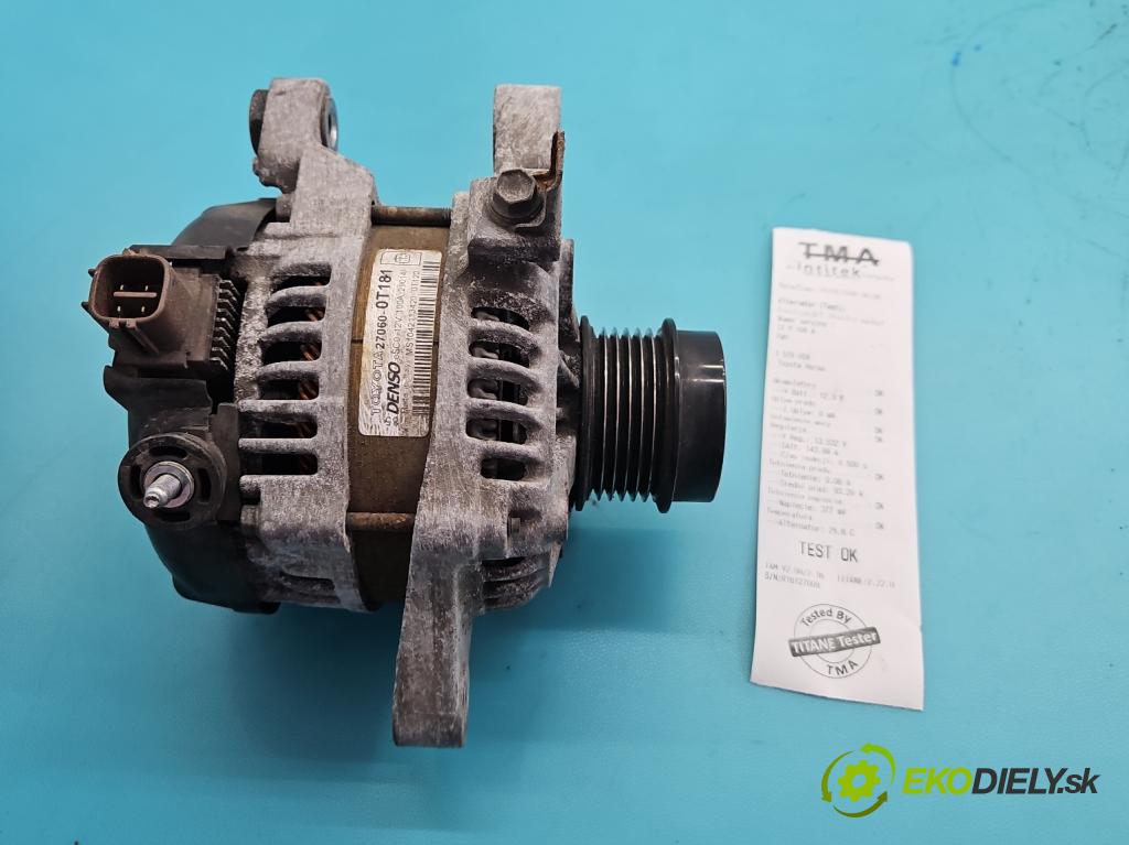 Toyota Verso 2009-2018 1.8 16V 147 HP manual 108 kW 1798 cm3 5- Alternator 27060-0T181 (Alternátor)