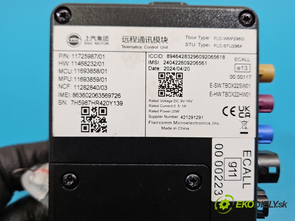 MG MG3  24- 1.5 16V 102 hp automatic 75 kW 1498 cm3 5- řídící jednotka 11725987