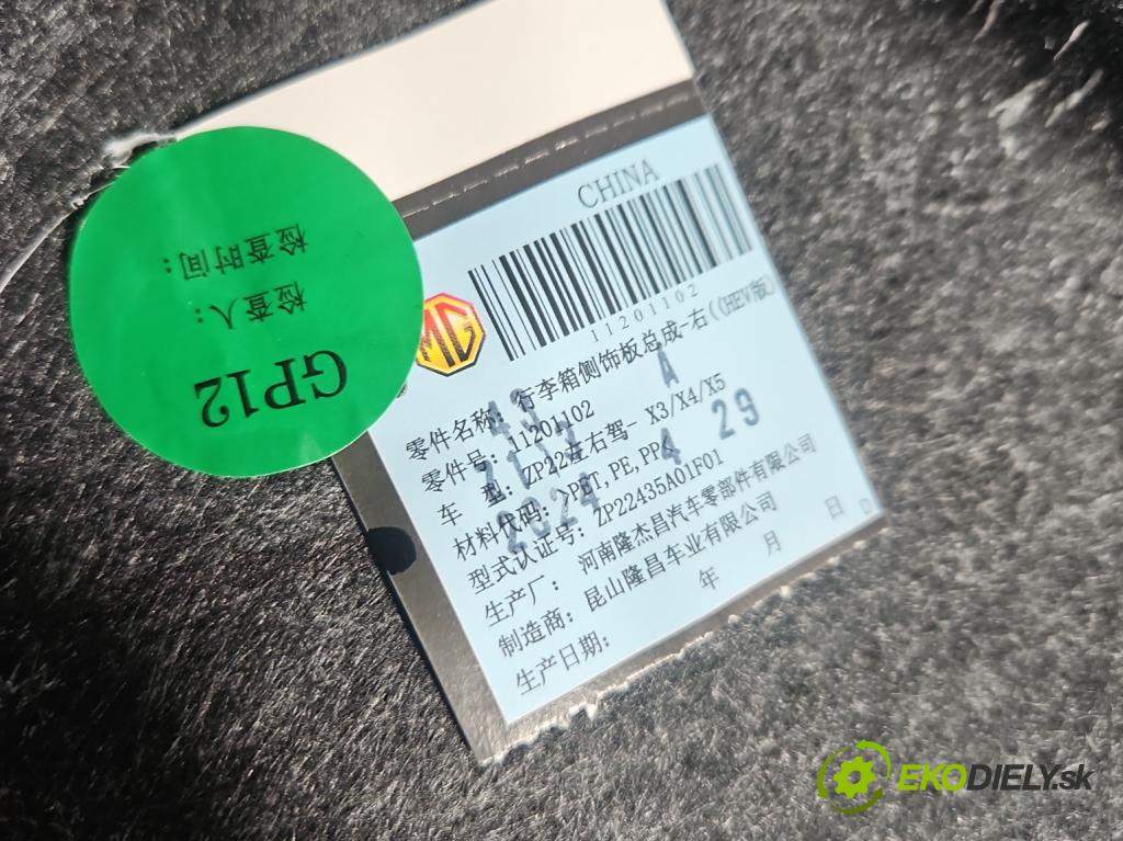 MG MG3  24- 1.5 16V 102 HP automatic 75 kW 1498 cm3 5- Čalounictví: kufra: pravé 11201102