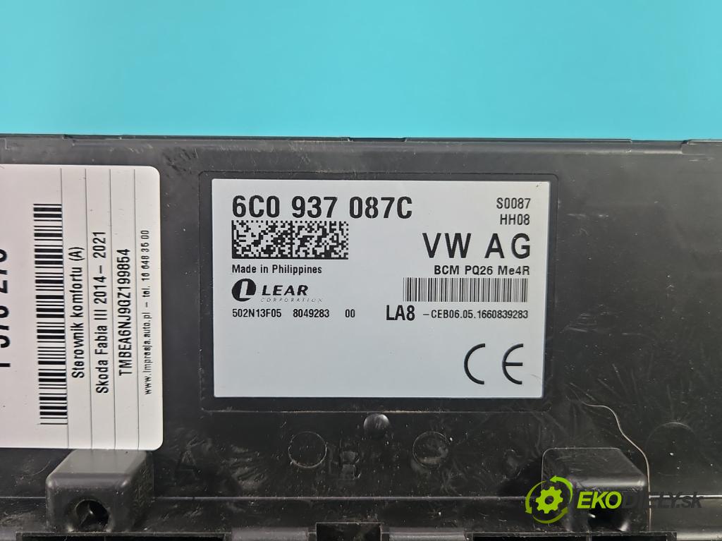 Skoda Fabia III 2014- 2021 1.0 MPI 60 HP manual 44 kW 999 cm3 5- riadiaca jednotka komfortu 6C0937087C