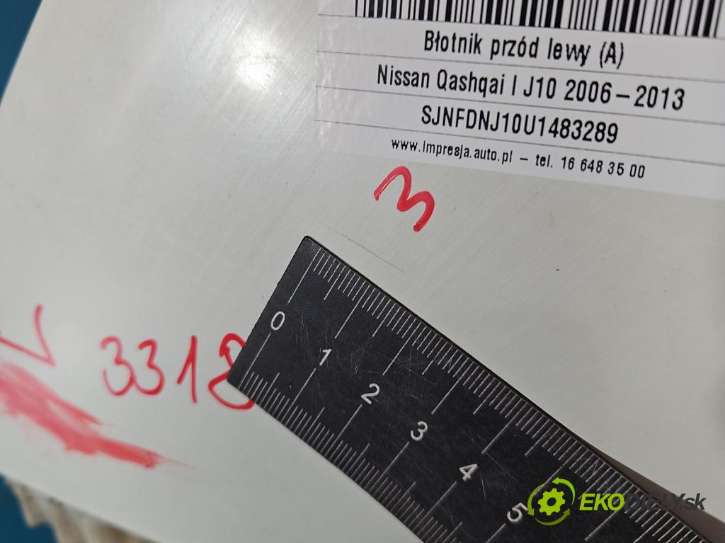 Nissan Qashqai I J10 2006-2013 2.0 dci 150 HP manual 110 kW 1995 cm3 5- blatník predné ľavý  (Blatník predný ľavý)