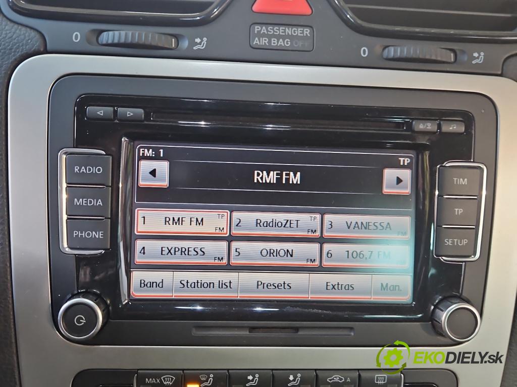 Vw Scirocco II 2008-2017 1.4 TSI 160 hp manual 118 kW 1390 cm3 3- Radio továrna: 3C8035195