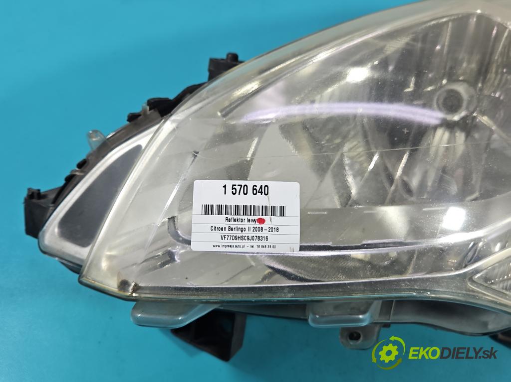 Citroen Berlingo II 2008-2018 1.6 hdi 90 HP manual 66 kW 1560 cm3 5- Reflektor: ľavý 9682828280 (Kľučka dverí ostatné)