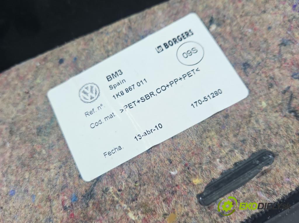 Vw Scirocco II 2008-2017 1.4 TSI 160 HP manual 118 kW 1390 cm3 3- Čalounictví: dvere predné ľavé 1K8867011AT