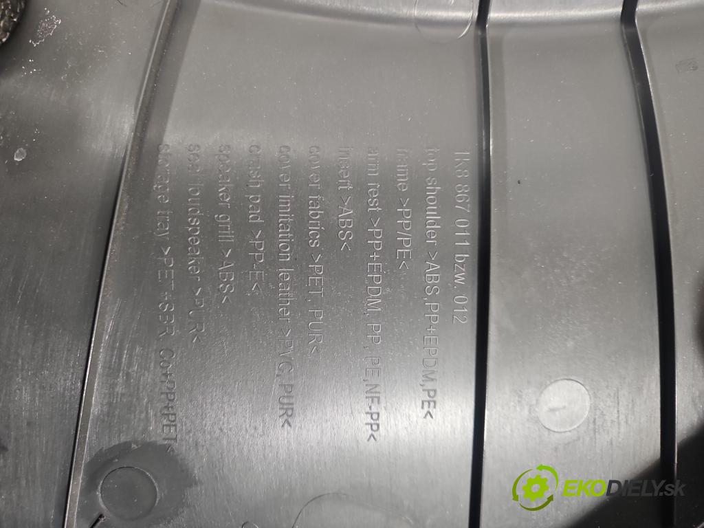 Vw Scirocco II 2008-2017 1.4 TSI 160 HP manual 118 kW 1390 cm3 3- Čalounictví: dvere predné ľavé 1K8867011AT