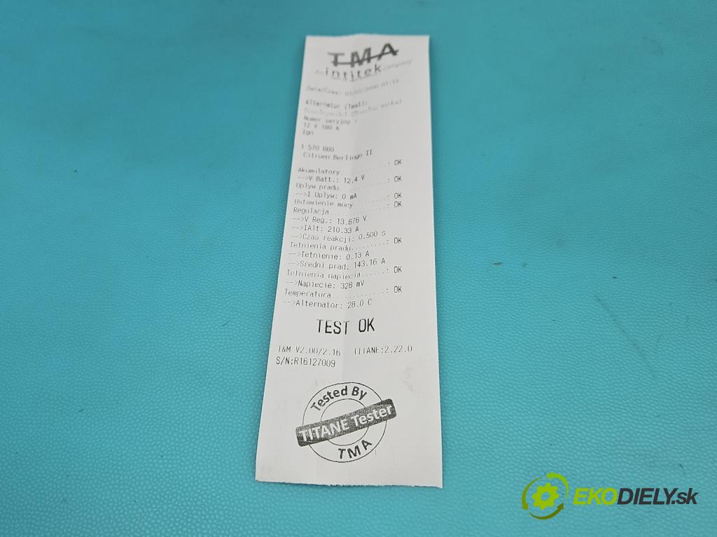 Citroen Berlingo II 2008-2018 1.6 hdi 90 HP manual 66 kW 1560 cm3 5- Alternator 9654752880 (Alternátor)