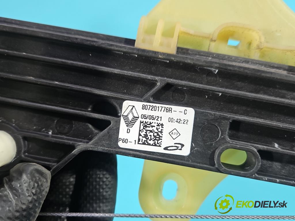 Renault Clio V 2019- 1.0 91 KM automatic 67 kW 999 cm3 5- mechanizmus okna predné pravý 807201776R