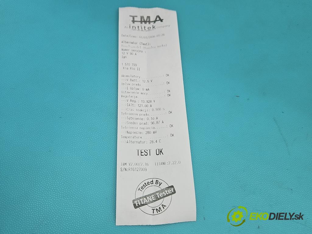 Kia Rio II 2005-2011 1.4 16V 97KM manual 71 kW 1399 cm3 5- Alternator 37300-22650 (Alternátor)