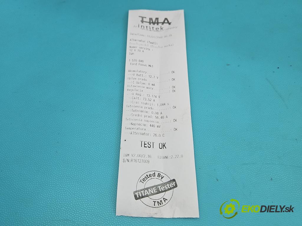 Ford Focus Mk1 1998-2004 1.6 16V 101 HP manual 74 kW 1596 cm3 5- Alternator 98AB10300GL (Alternátor)