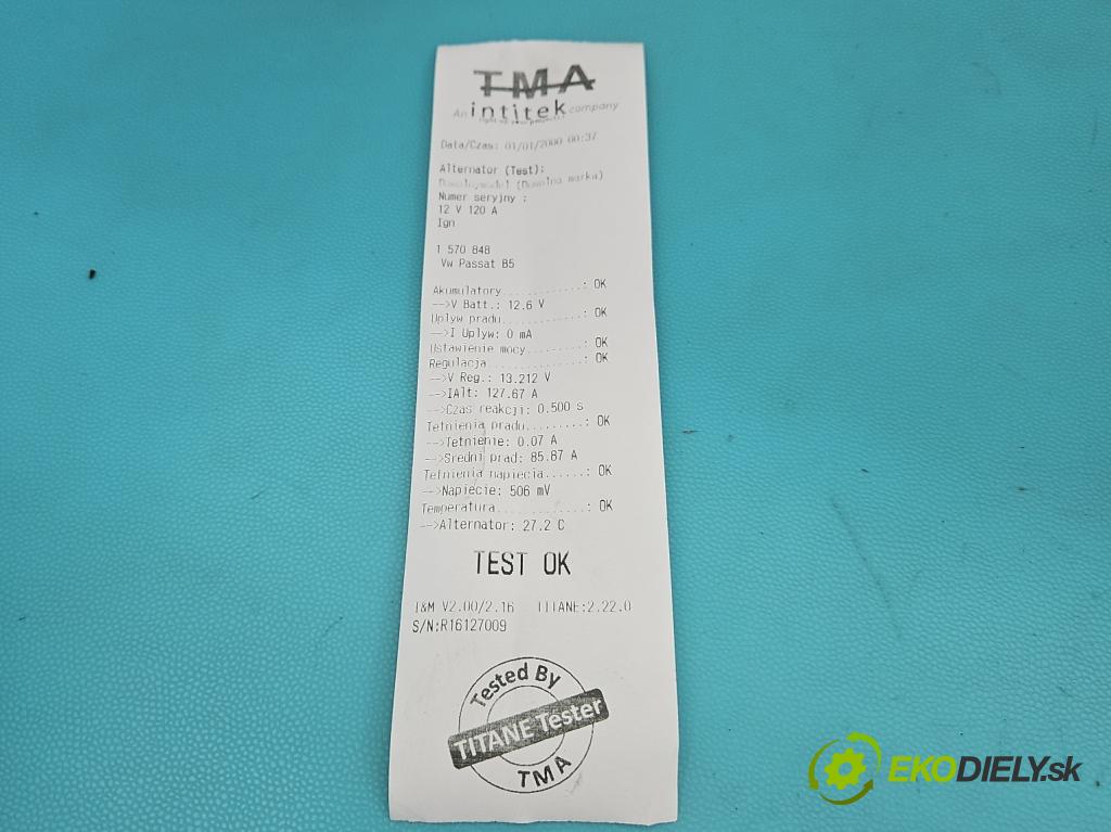 Vw Passat B5 1995-2005 1.9 tdi 131 HP manual 96 kW 1896 cm3 5- Alternator 028903031A (Alternátor)