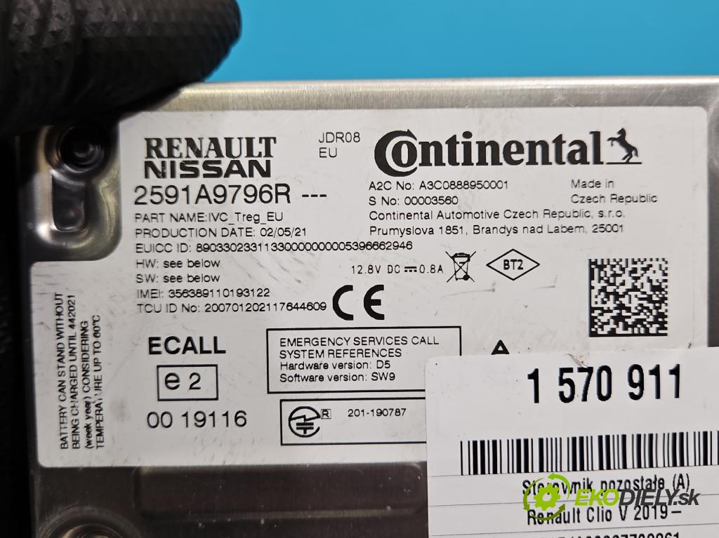 Renault Clio V 2019- 1.0 91KM automatic 67 kW 999 cm3 5- řídící jednotka 2591A9796R