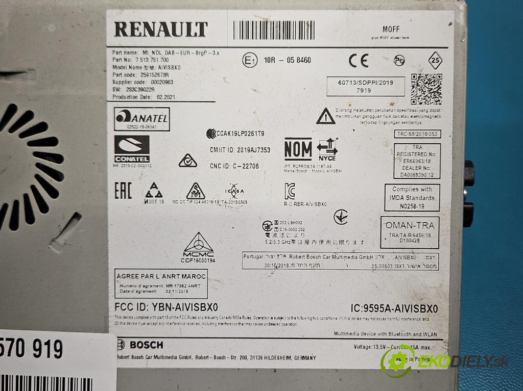 Renault Clio V 2019- 1.0 91 KM automatic 67 kW 999 cm3 5- Radio originál 259152678R