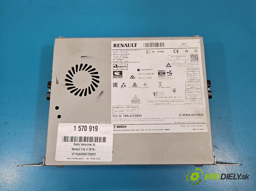 Renault Clio V 2019- 1.0 91 KM automatic 67 kW 999 cm3 5- Radio originál 259152678R