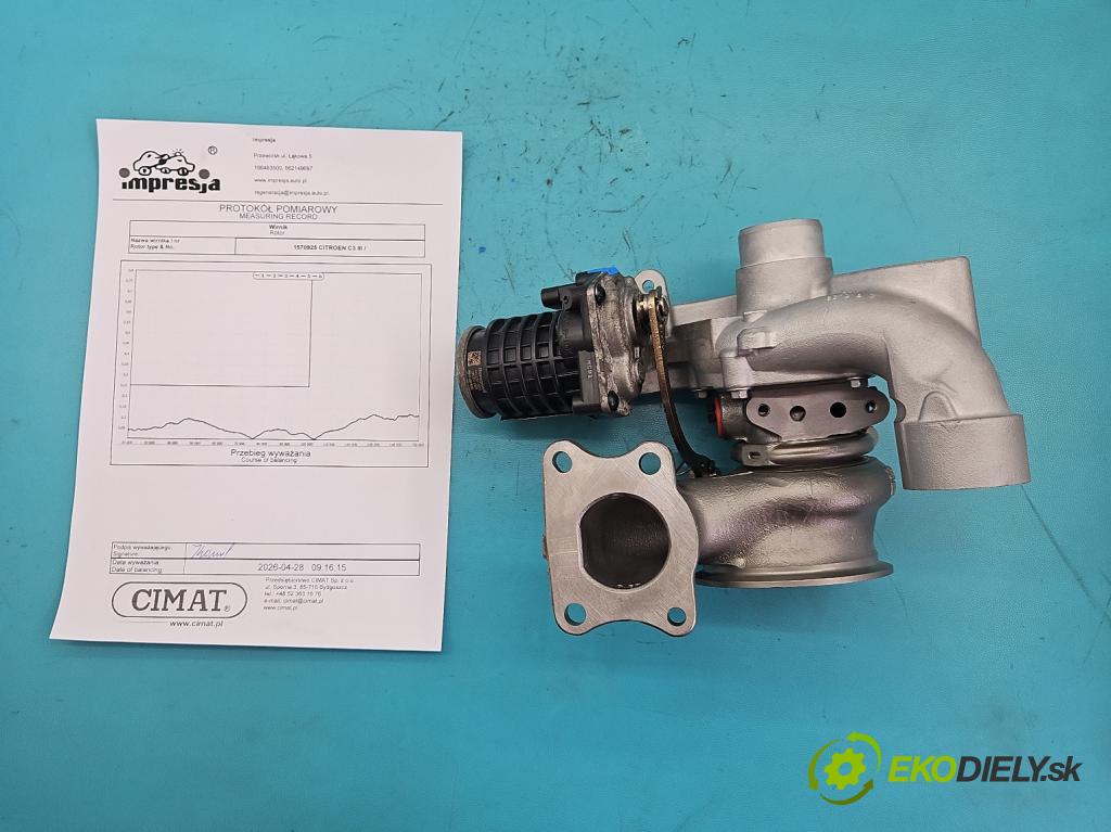Citroen C3 III 2016-2024 1.2 12V 110 HP manual 81 kW 1199 cm3 5- turbodúchadlo, turbo repasovaná 870248-2