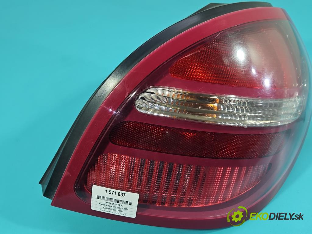Nissan Almera N16 2000-2006 1.5 16V 90 HP manual 66 kW 1498 cm3 3- svetlo / reflektor zadné pravé  (Kľučka dverí ostatné)