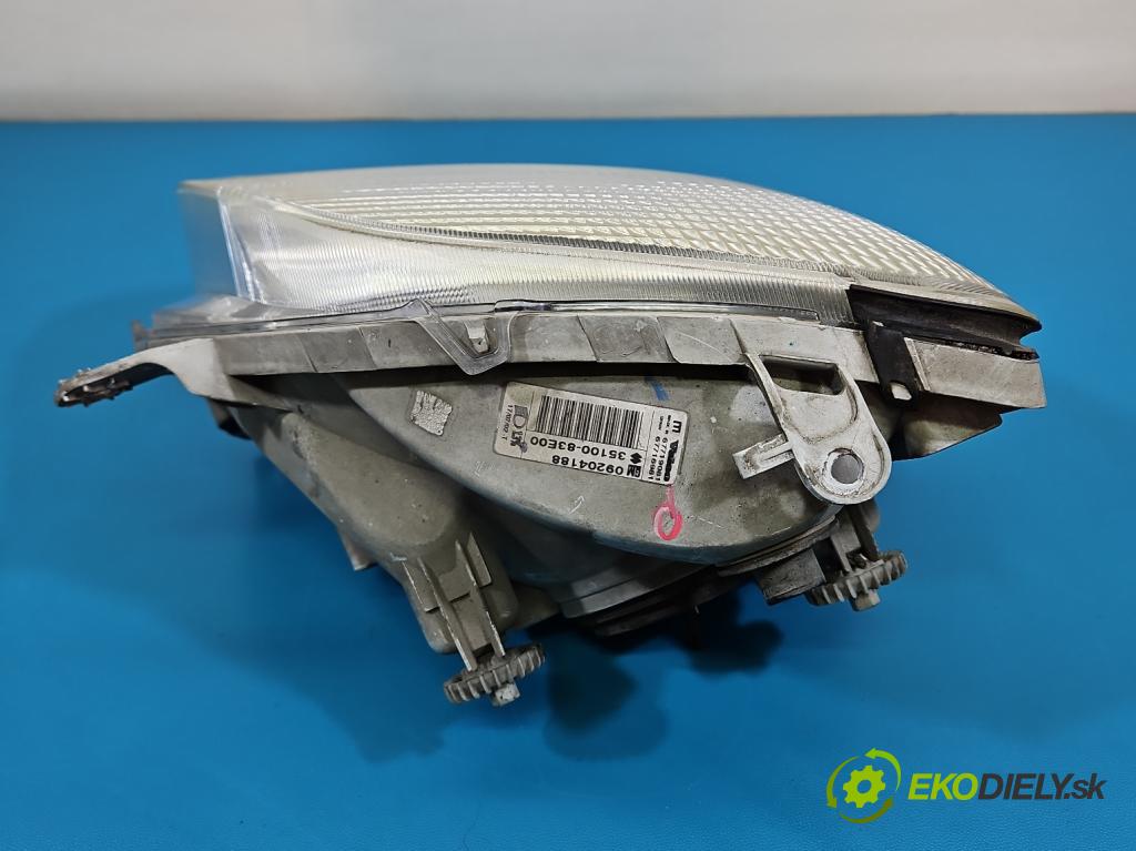 Opel Agila A 2000-2007 1.2 16V 75 hp manual 55 kW 1199 cm3 5- světlo pravý 09204188 (Pravé přední světlo)