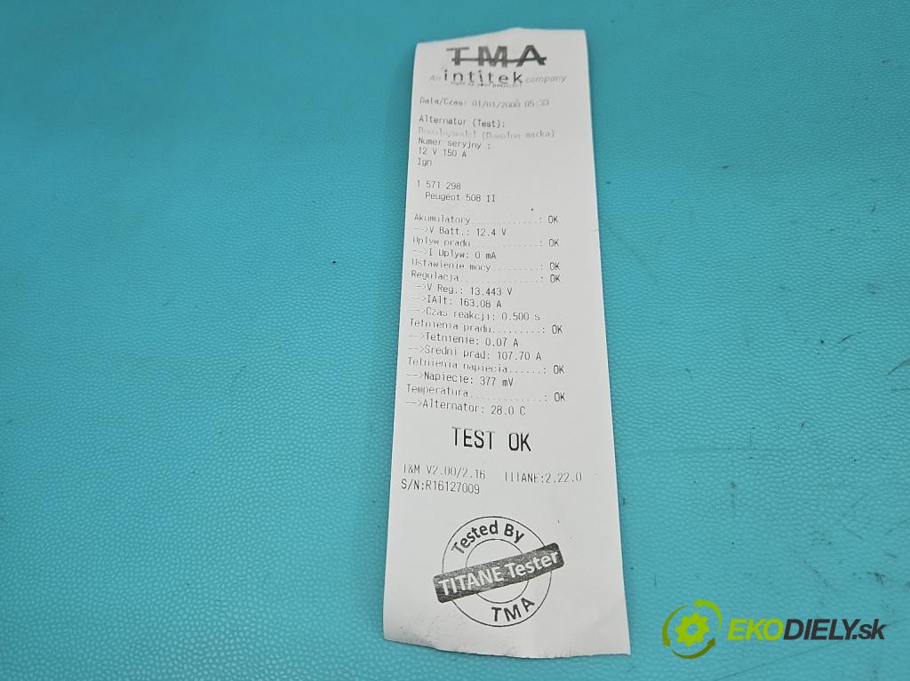 Peugeot 508 II 2018- 1.6 16V 181KM automatic 133 kW 1598 cm3 5- Alternator 9831731780 (Alternátor)