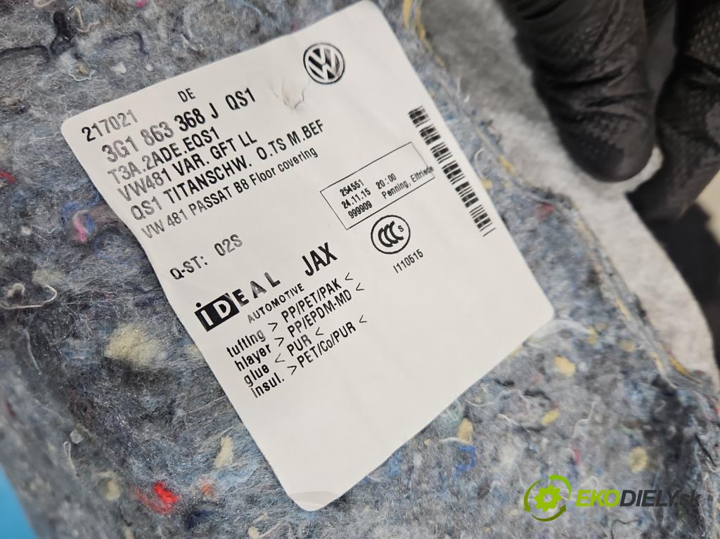 Vw Passat B8 2014 - 2.0 tdi 150 HP automatic 110 kW 1968 cm3 5- koberec do auta ostatné 3G1863368J