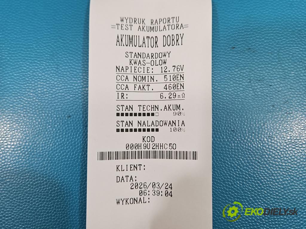 Peugeot 508 II 2018- 1.6 16V 181KM automatic 133 kW 1598 cm3 4- Akumulator automobilovy 60AH 510A