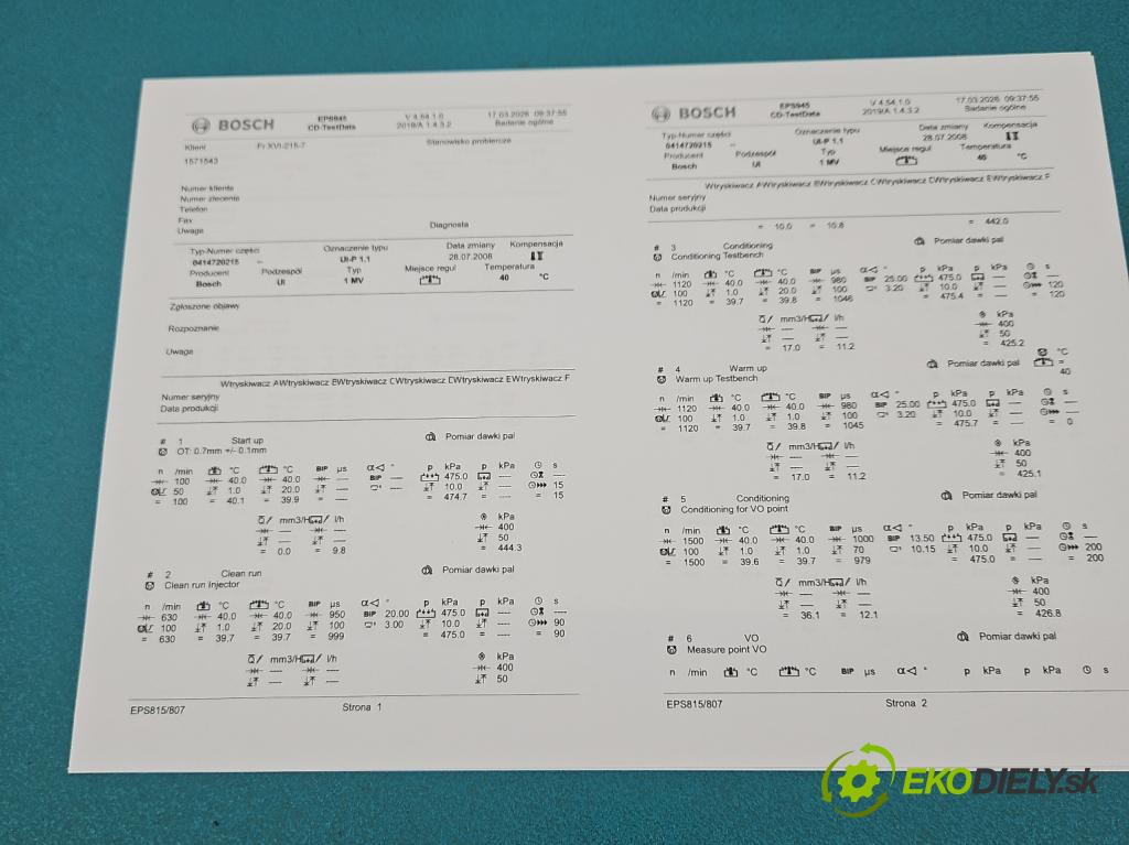 Vw Touran I 2003-2015 1.9 tdi 105 HP manual 77 kW 1896 cm3 5- vstrekovacie čerpadlo 0414720215 (Vstrekovač paliva)
