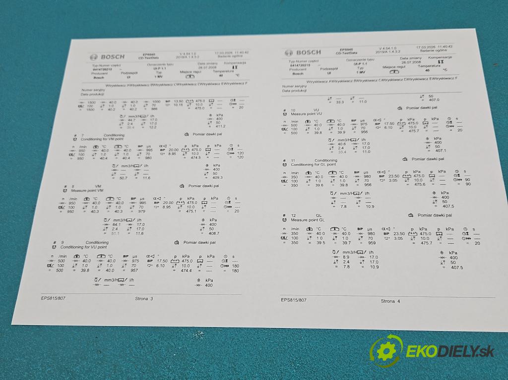 Skoda Roomster 1.4 TDi 69KM manual 51 kW 1422 cm3 5- vstrekovacie čerpadlo 0414720215 (Vstrekovač paliva)
