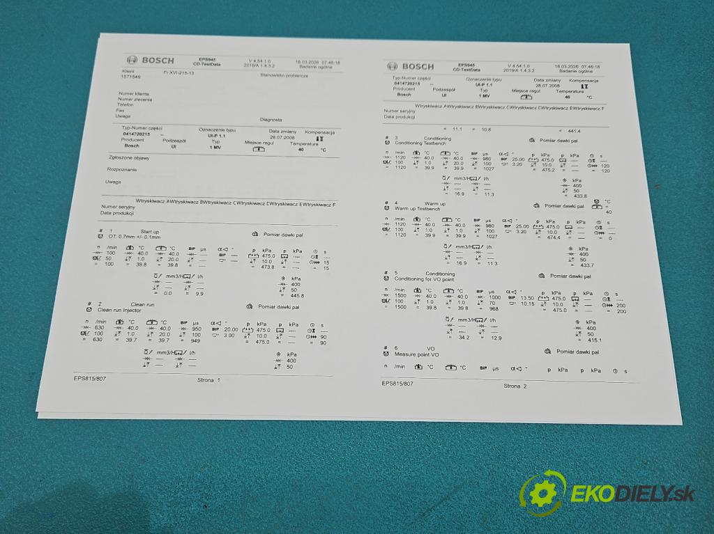 Skoda Roomster 1.4 TDi 69KM manual 51 kW 1422 cm3 5- vstrekovacie čerpadlo 0414720215 (Vstrekovač paliva)