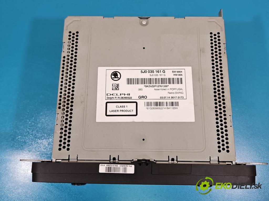 Skoda Fabia II 2007-2014 1.6 tdi CAYA 105 HP manual 77 kW 1598 cm3 5- Radio originál 5J0035161G