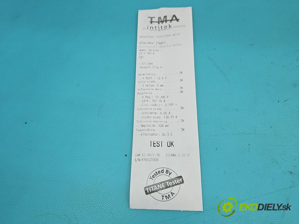 Renault Clio V 2019- 1.0 91 KM automatic 67 kW 999 cm3 5- Alternator 231007769R-A (Alternátor)