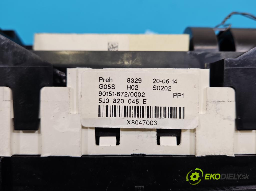 Skoda Fabia II 2007-2014 1.6 tdi 105 HP manual 77 kW 1598 cm3 5- panel kúrenia 5J0820045E