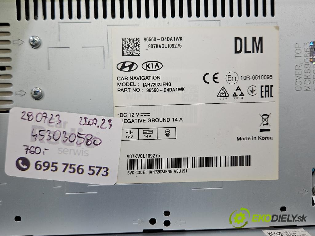 Kia Optima IV 2015-2020 1.6 T-GDI 180 hp automatic 132.4 kW 1591 cm3 4- Radio továrna: 96560-D4DA1WK