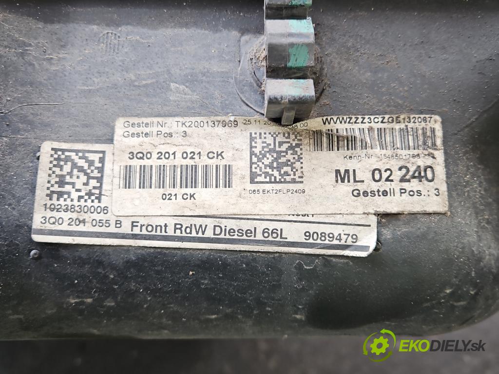 Vw Passat B8 2014 - 2.0 tdi 150 hp automatic 110 kW 1968 cm3 5- Nádrž: paliva 3Q0201021CK (Palivová nádrž)