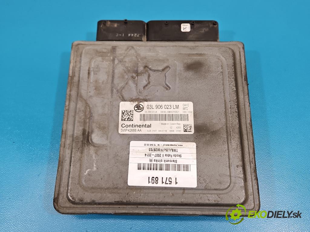 Skoda Fabia II 2007-2014 1.6 tdi 105 hp manual 77 kW 1598 cm3 5- řídící jednotka motoru 03L906023LM