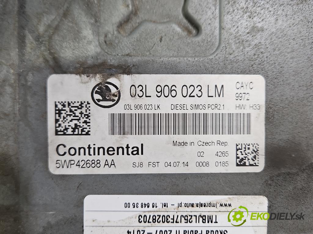 Skoda Fabia II 2007-2014 1.6 tdi 105 hp manual 77 kW 1598 cm3 5- řídící jednotka motoru 03L906023LM