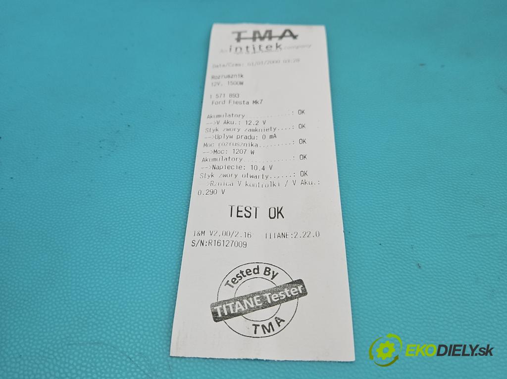 Ford Fiesta Mk7 2008-2017 1.2 16V 82 hp manual 60 kW 1242 cm3 3- startér: TS12E10 (Startér)
