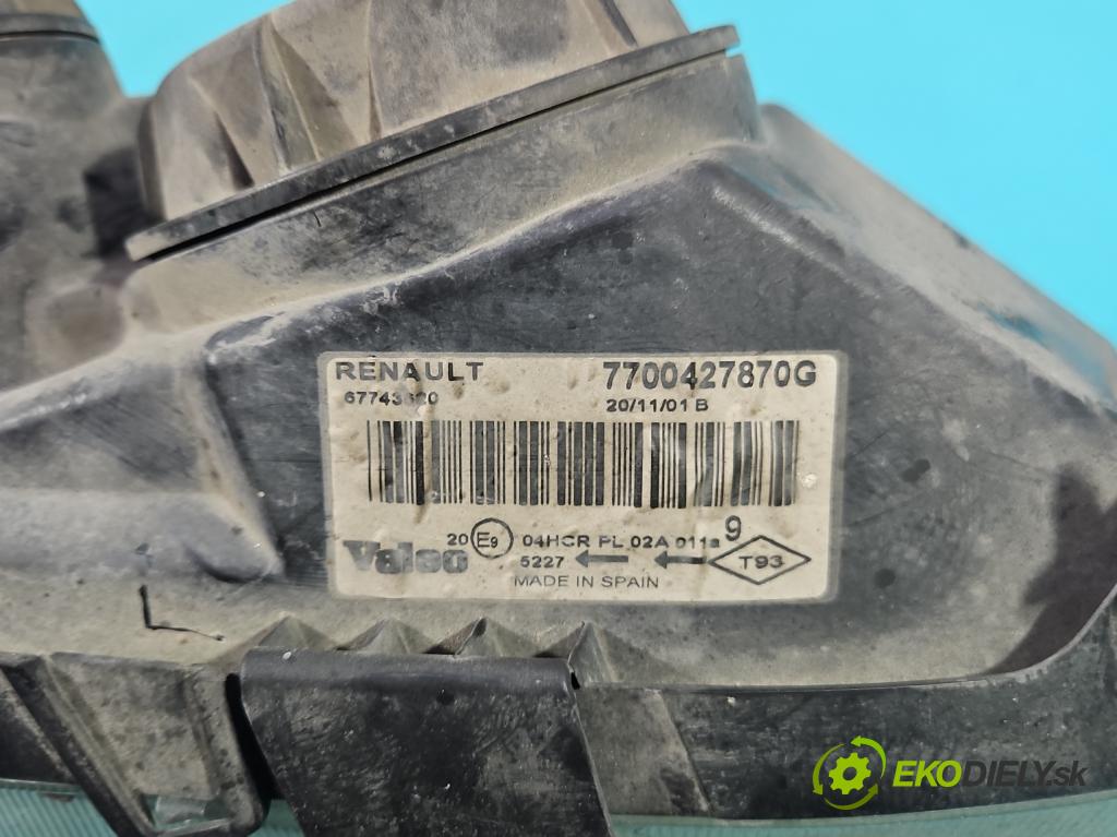 Renault Megane I 1995-2003 1.4 16V 95 HP manual 70 kW 1390 cm3 5- Reflektor: pravý 7700427870G (Svetlo predné pravé)