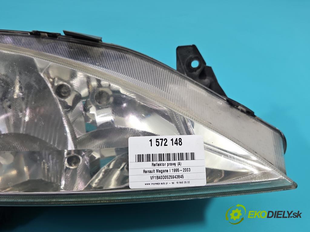 Renault Megane I 1995-2003 1.4 16V 95 HP manual 70 kW 1390 cm3 5- Reflektor: pravý 7700427870G (Svetlo predné pravé)