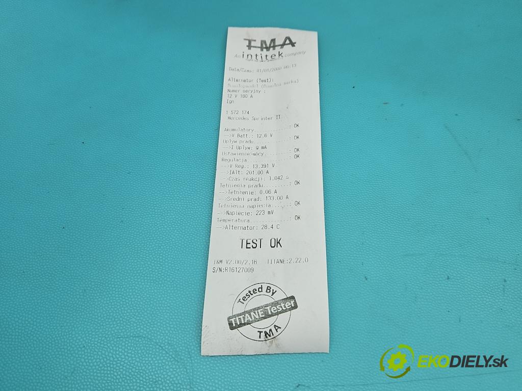 Mercedes Sprinter II 906 2006-  2.2 cdi 109 HP manual 80 kW 2148 cm3 5- Alternator A6461541102 (Alternátor)