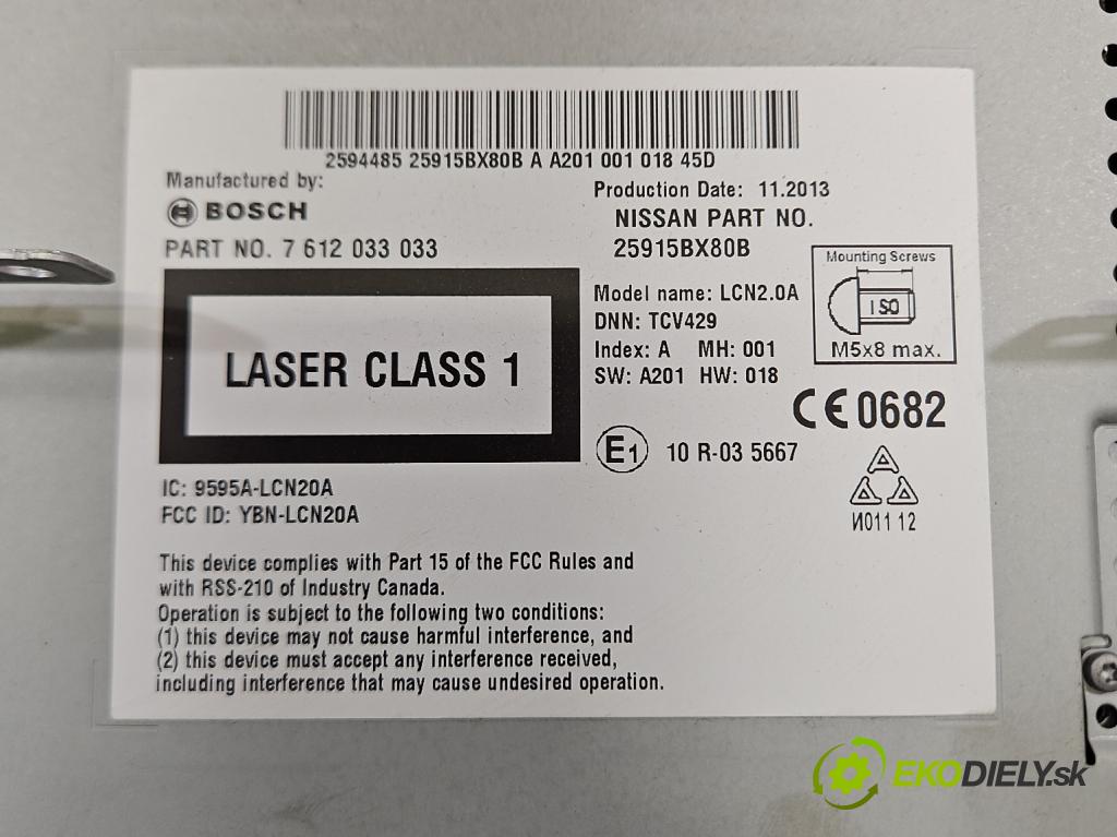 Nissan Juke I 2010-2019 1.5 dci K9K 110 HP manual 81 kW 1461 cm3 5- Radio originál 7612033033