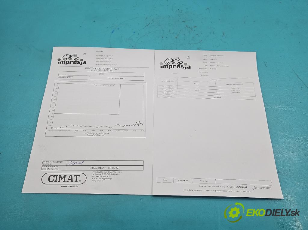 Audi A4 B7 2004-2008 3.0 tdi BKN: 204 HP automatic 150 kW 2967 cm3 5- turbodúchadlo, turbo repasovaná BV50-0054