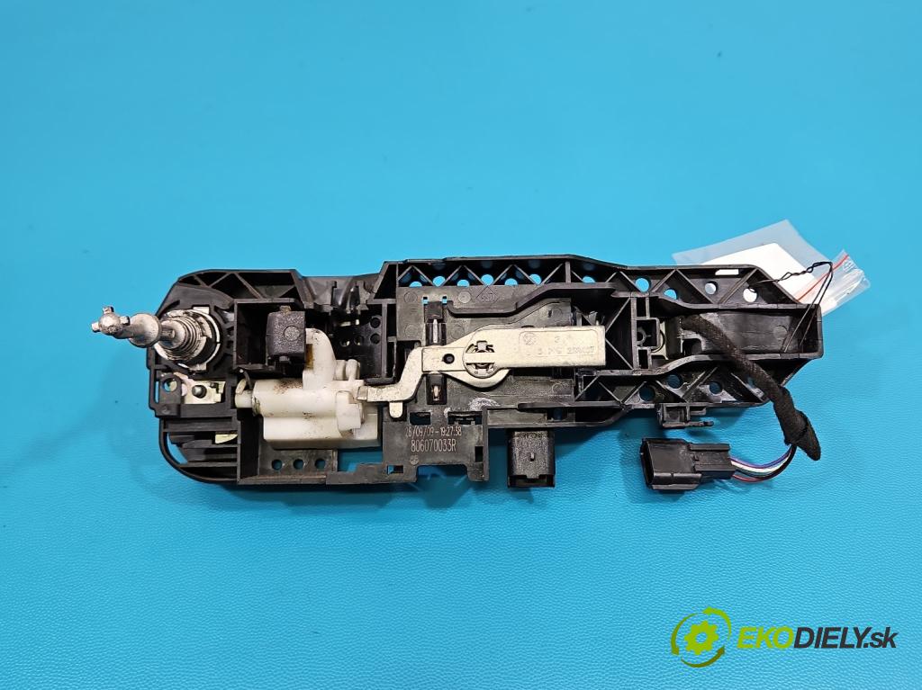 Renault Megane III 2008-2016 2.0 Tce 179KM manual 132 kW 1998 cm3 5- rukoväť predné ľavé mimo: 806070033R (Kľučka dverí vonkajšia predná ľavá)